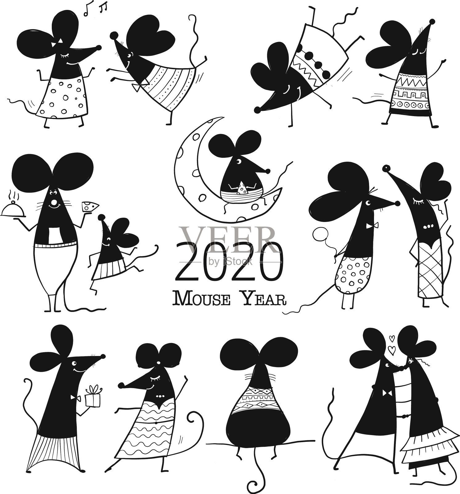 有趣的鼠标符号2020年横幅为你插画图片素材