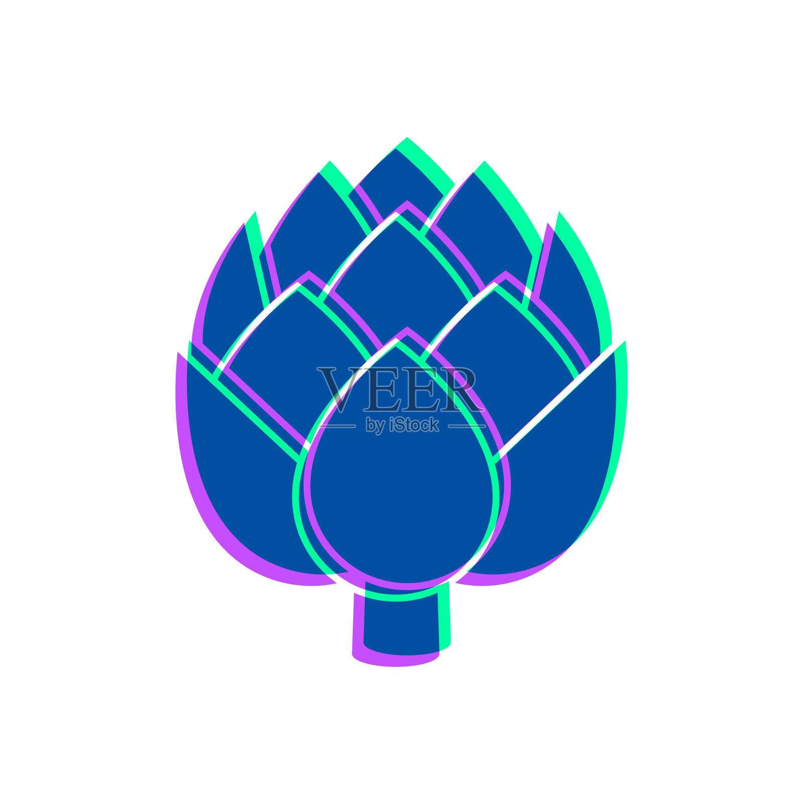 洋蓟。图标与两种颜色叠加在白色背景上插画图片素材