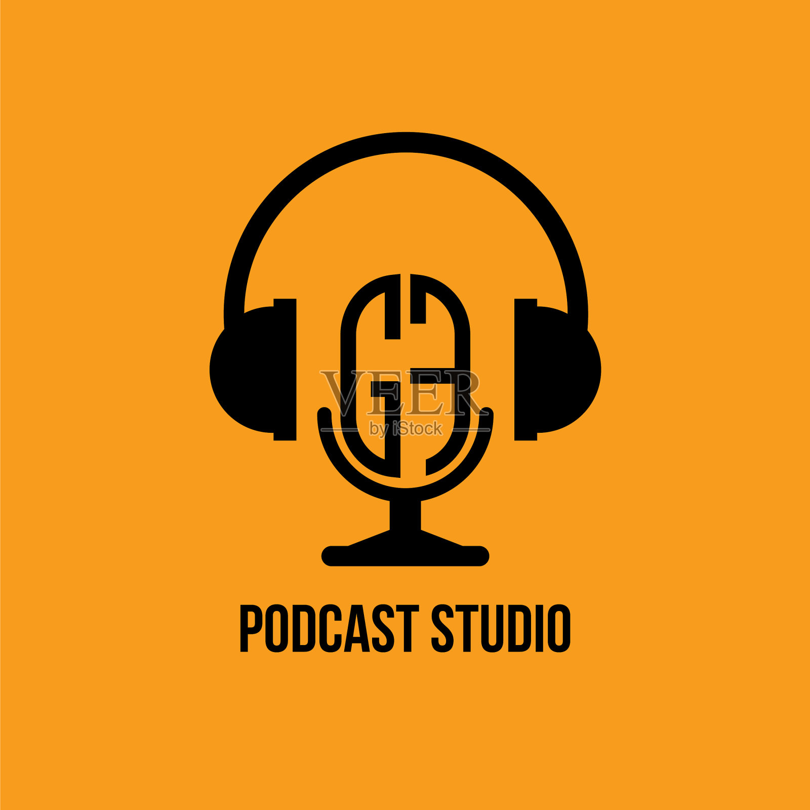 Gf字母组合耳机和麦克风风格插画图片素材