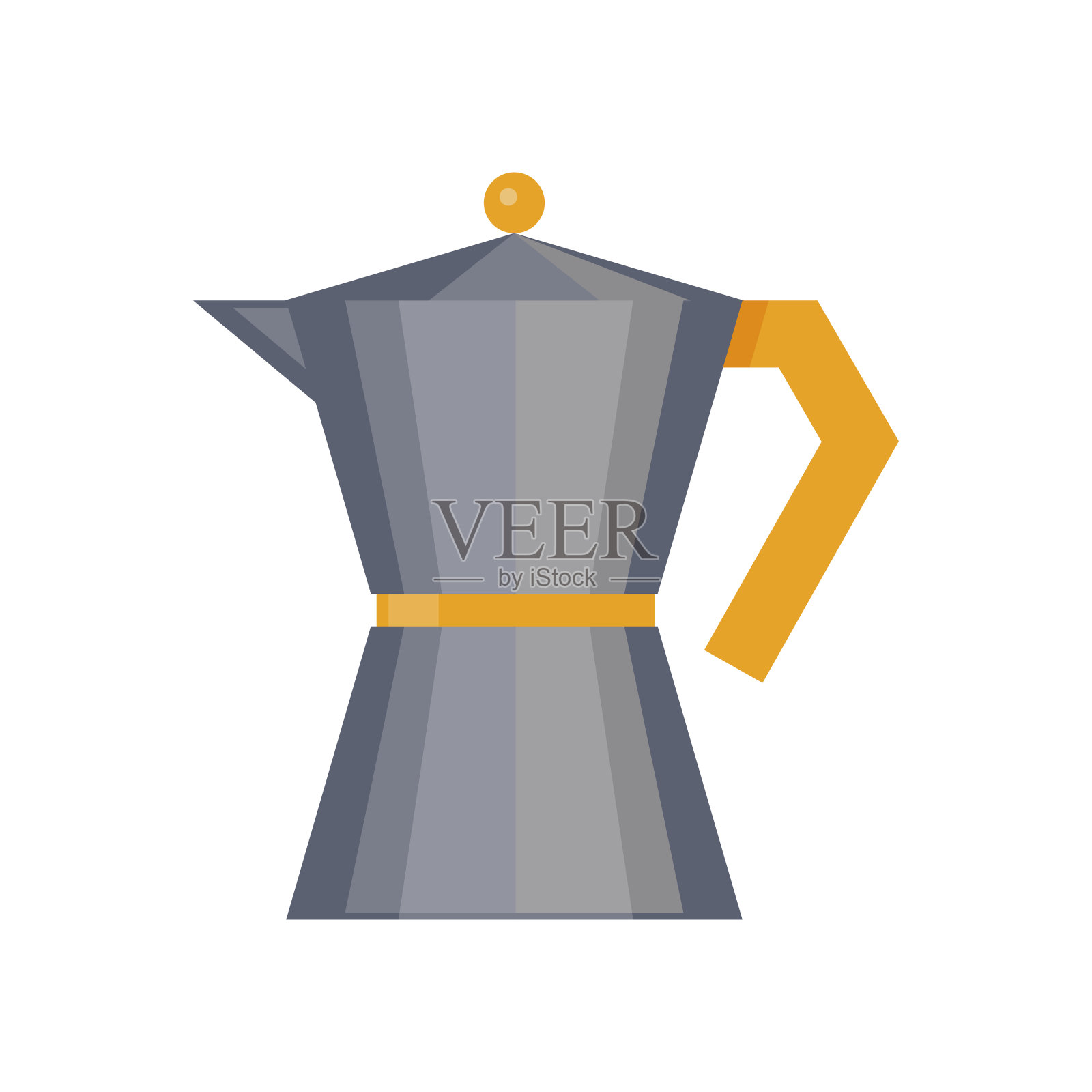 摩卡壶茶和咖啡机图标插画图片素材