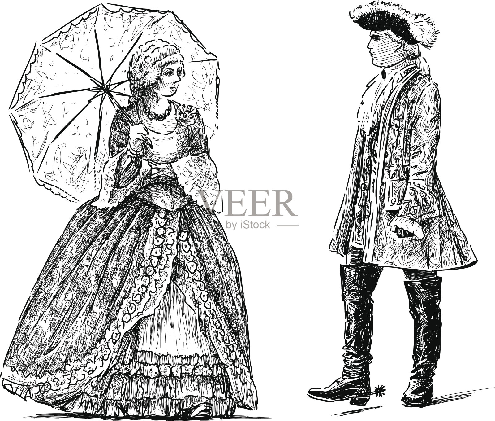 高贵的夫妇插画图片素材