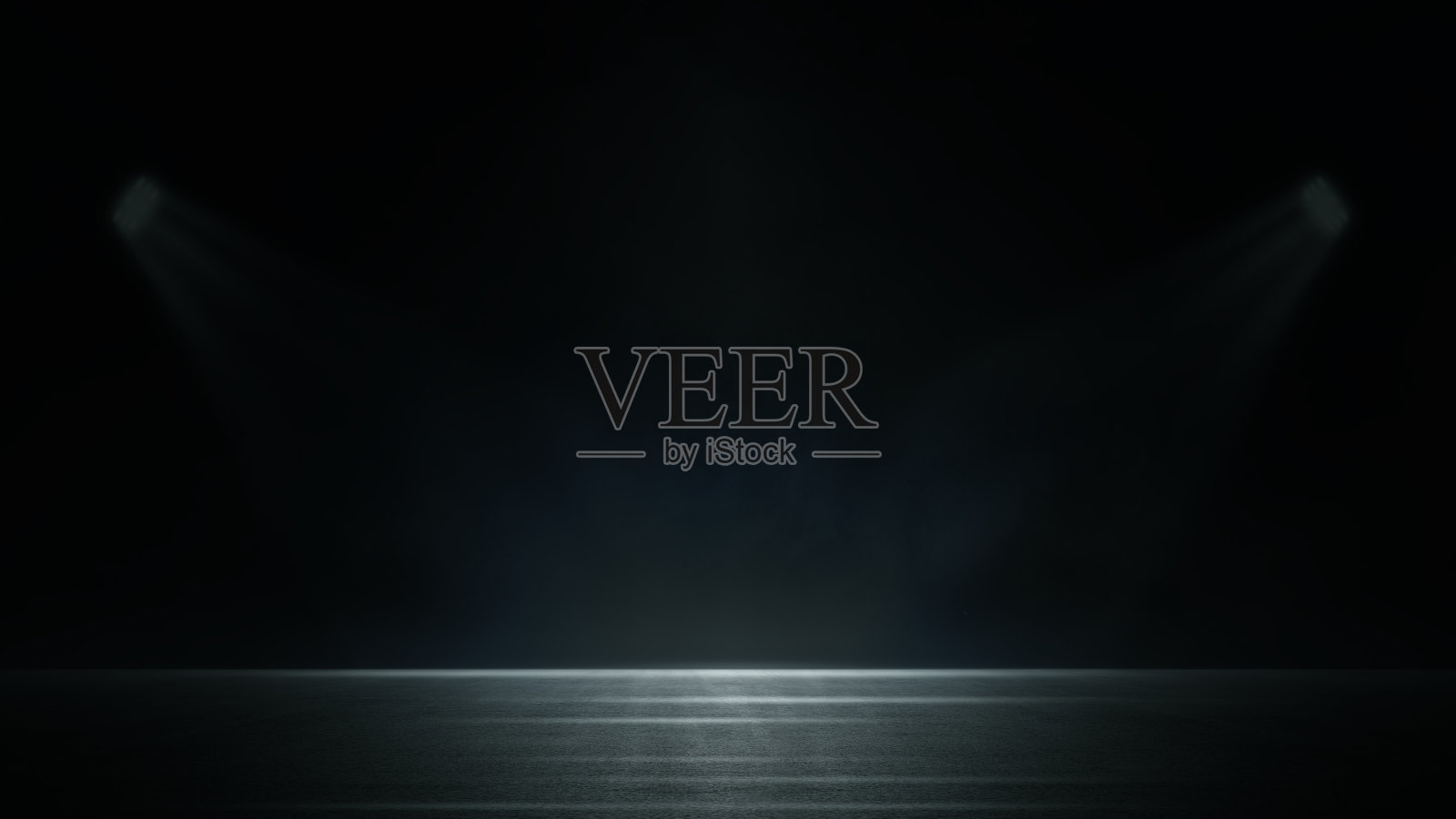 黑暗的舞台表演，蓝色的背景，一个空旷的黑暗场景，激光束，霓虹灯，射灯反射在沥青地板上，工作室的房间里漂浮着烟雾来展示产品。照片摄影图片