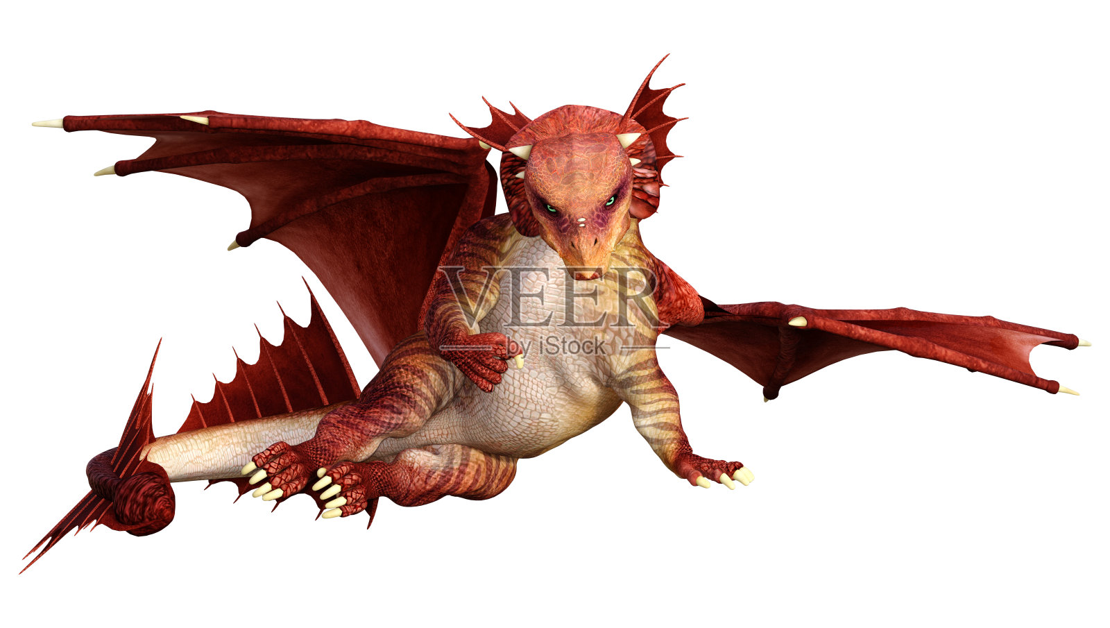 3D渲染童话龙在白色照片摄影图片