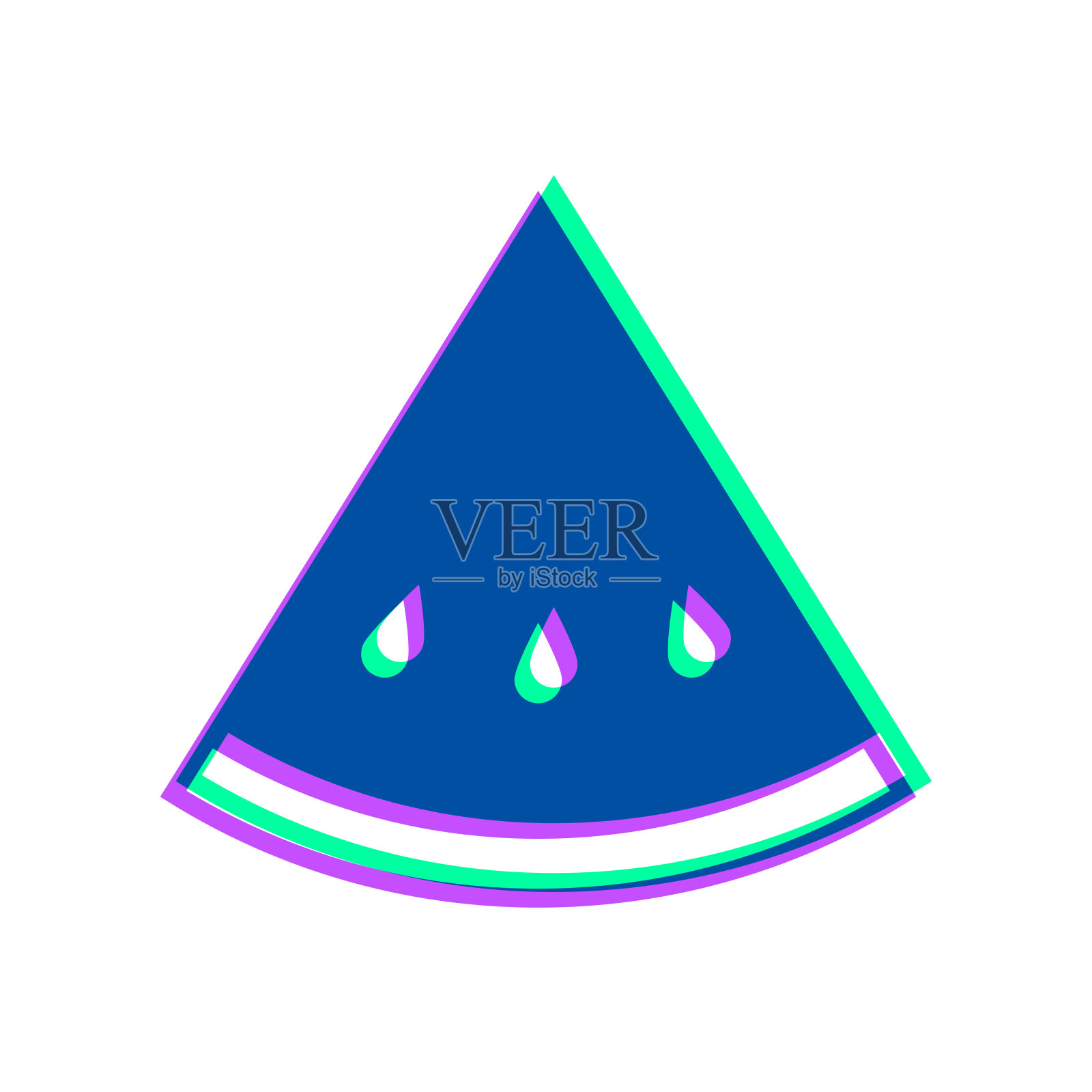 一片西瓜。图标与两种颜色叠加在白色背景上插画图片素材