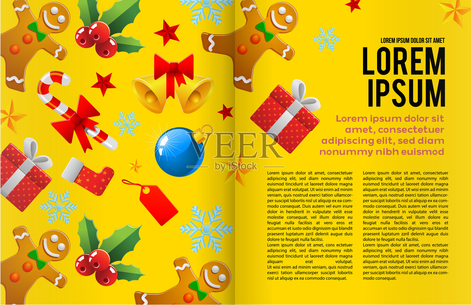 圣诞书或杂志插图模板。设计模板素材