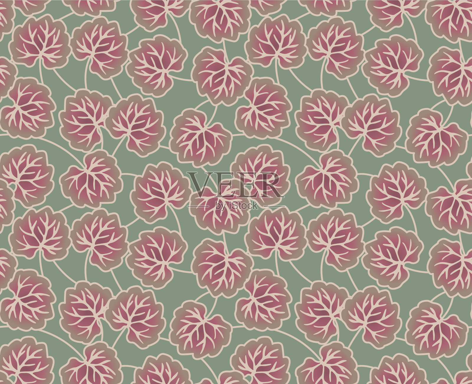 日本叶藤矢量无缝图案插画图片素材