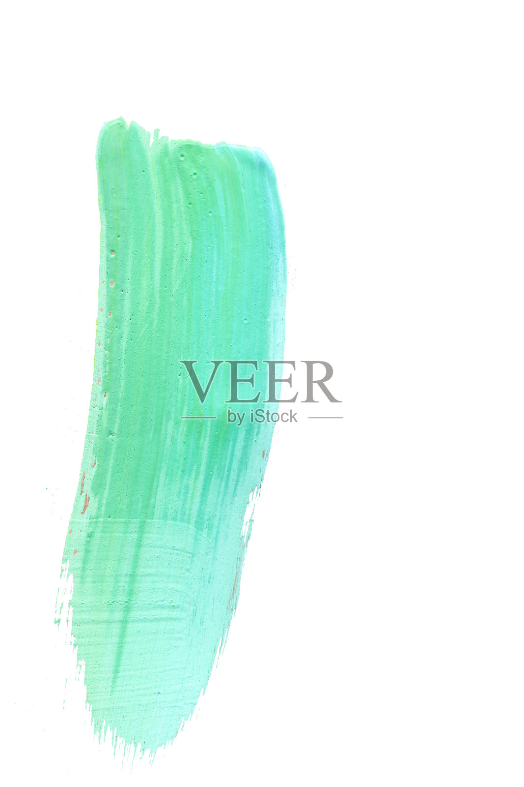绿蓝色笔刷笔触孤立在白色背景。水彩手绘插图。照片摄影图片