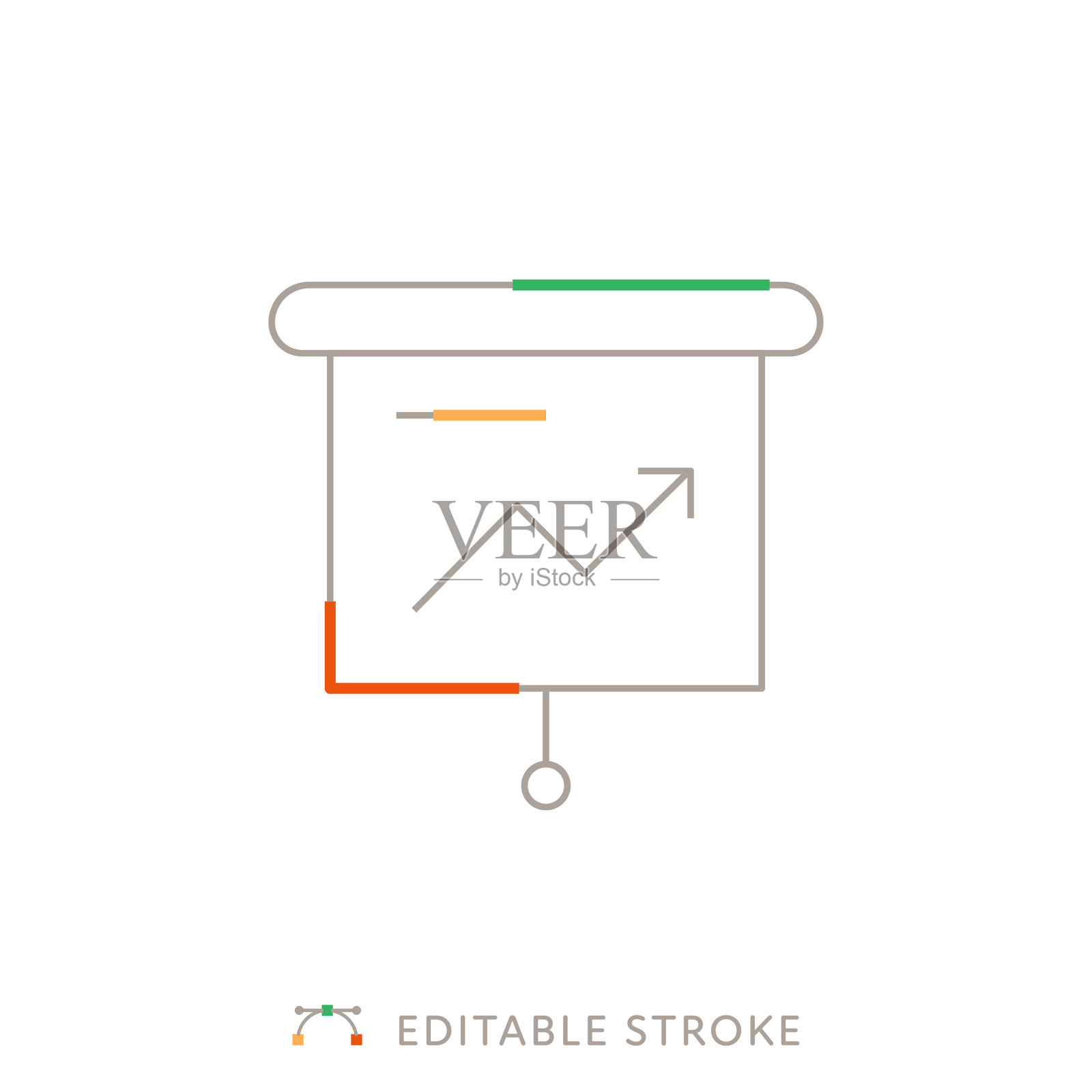 带有可编辑笔触的投影屏幕多色线图标插画图片素材