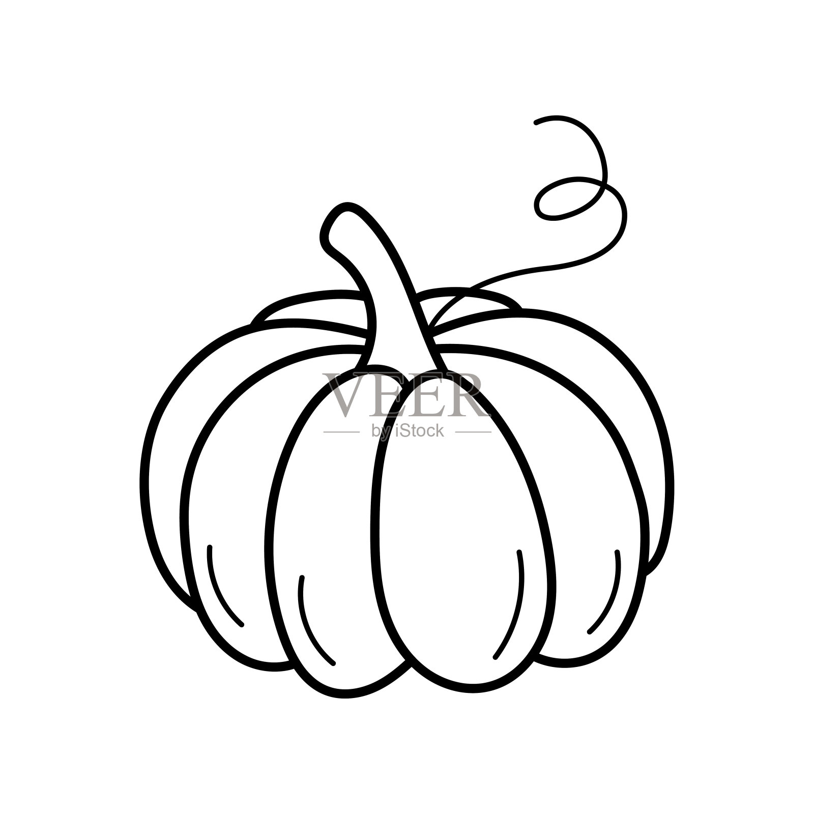 手绘南瓜图标。涂鸦素描风格。秋收元素。孤立的矢量图。插画图片素材