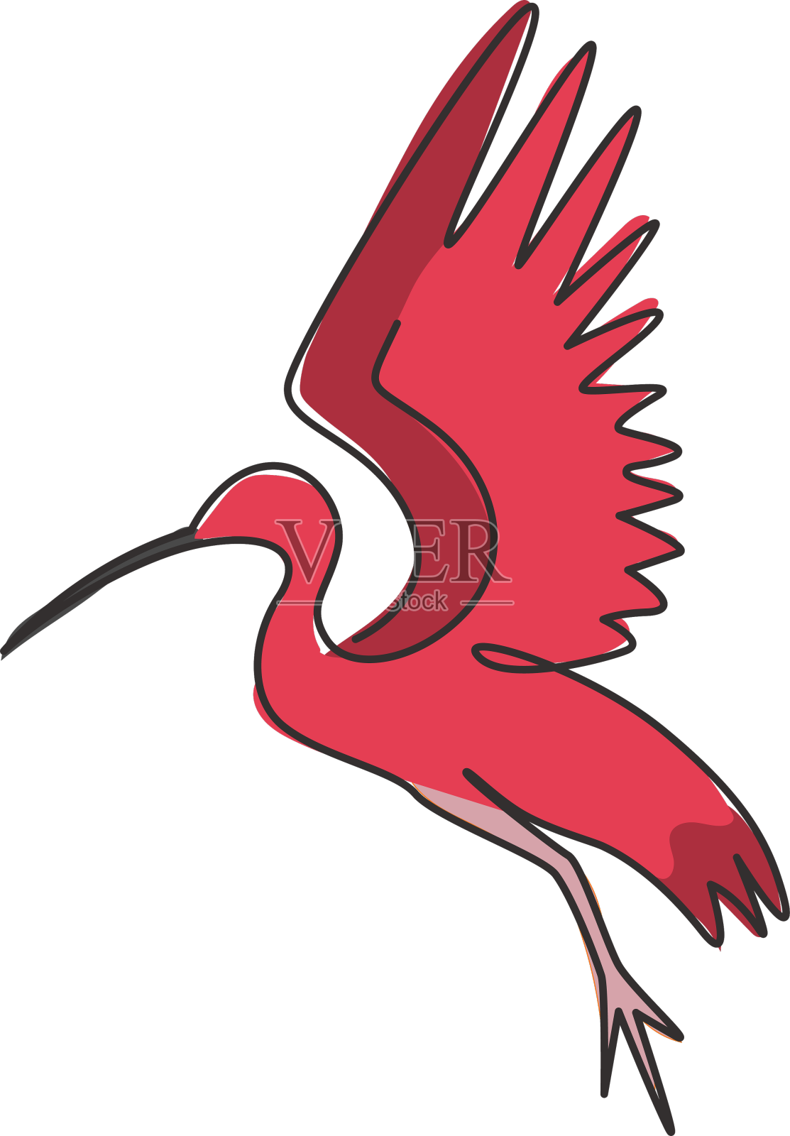 用单线画出可爱的朱鹭设计元素图片