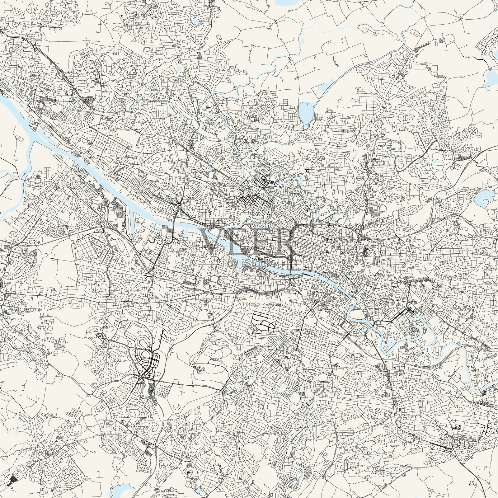 格拉斯哥，苏格兰矢量地图插画图片素材