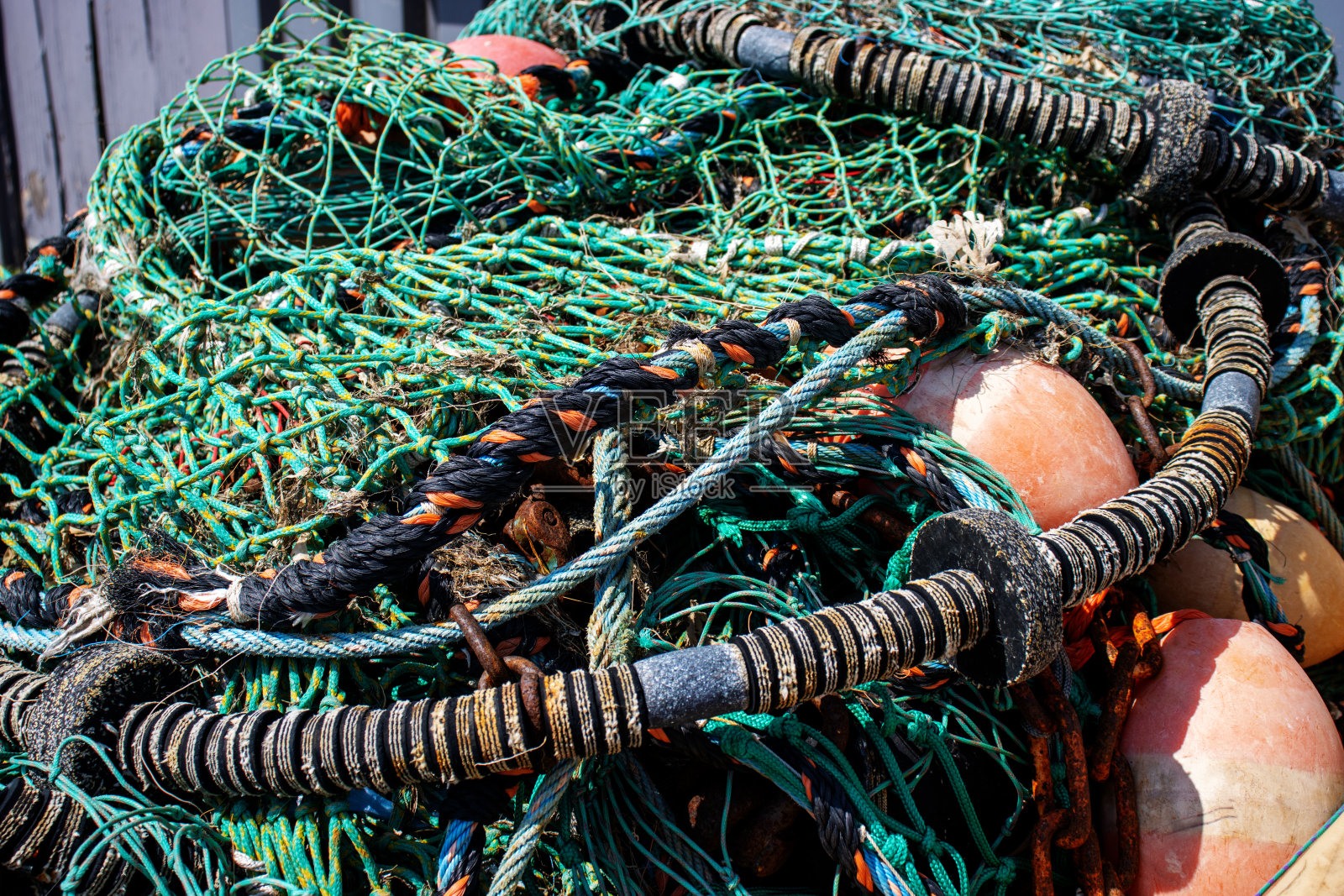 绿色拖网绳和网照片摄影图片