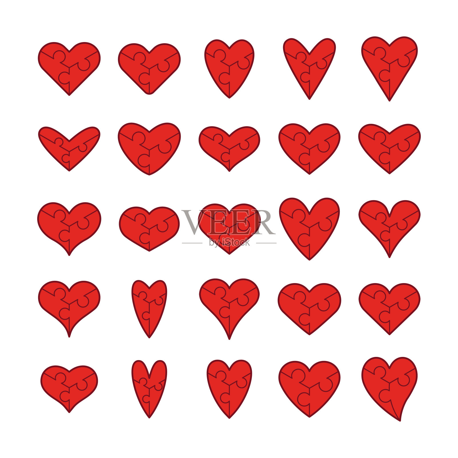 爱心拼图图标插画图片素材