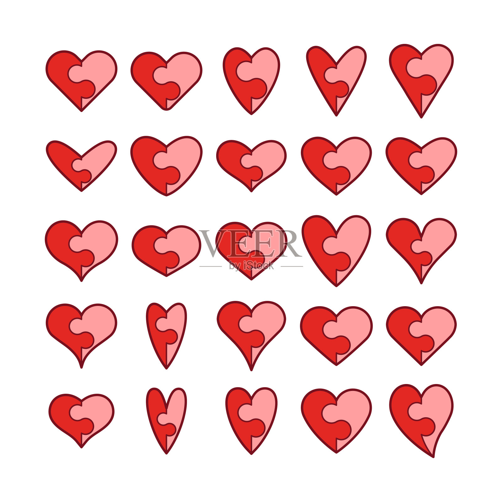 爱心拼图图标插画图片素材