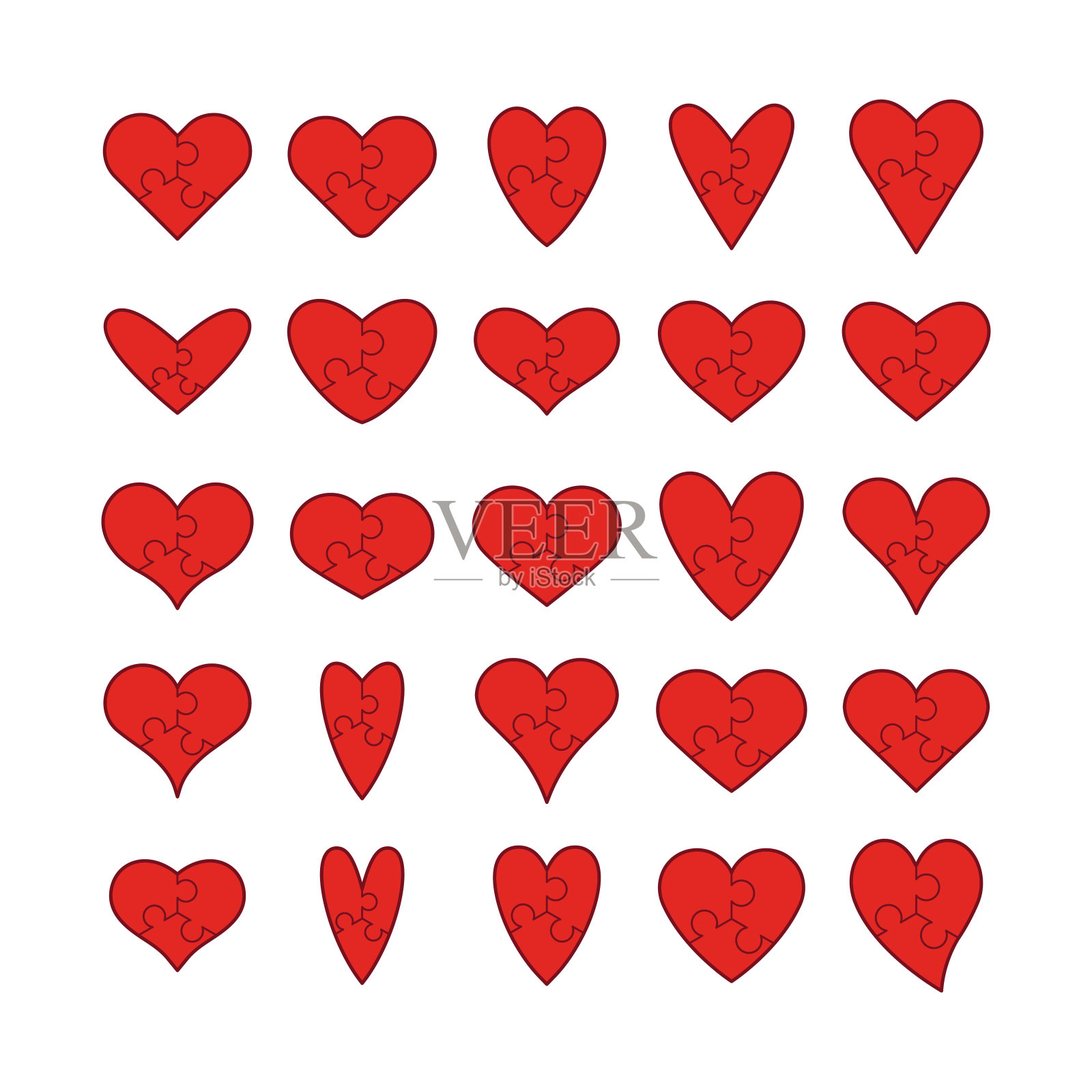 爱心拼图图标插画图片素材