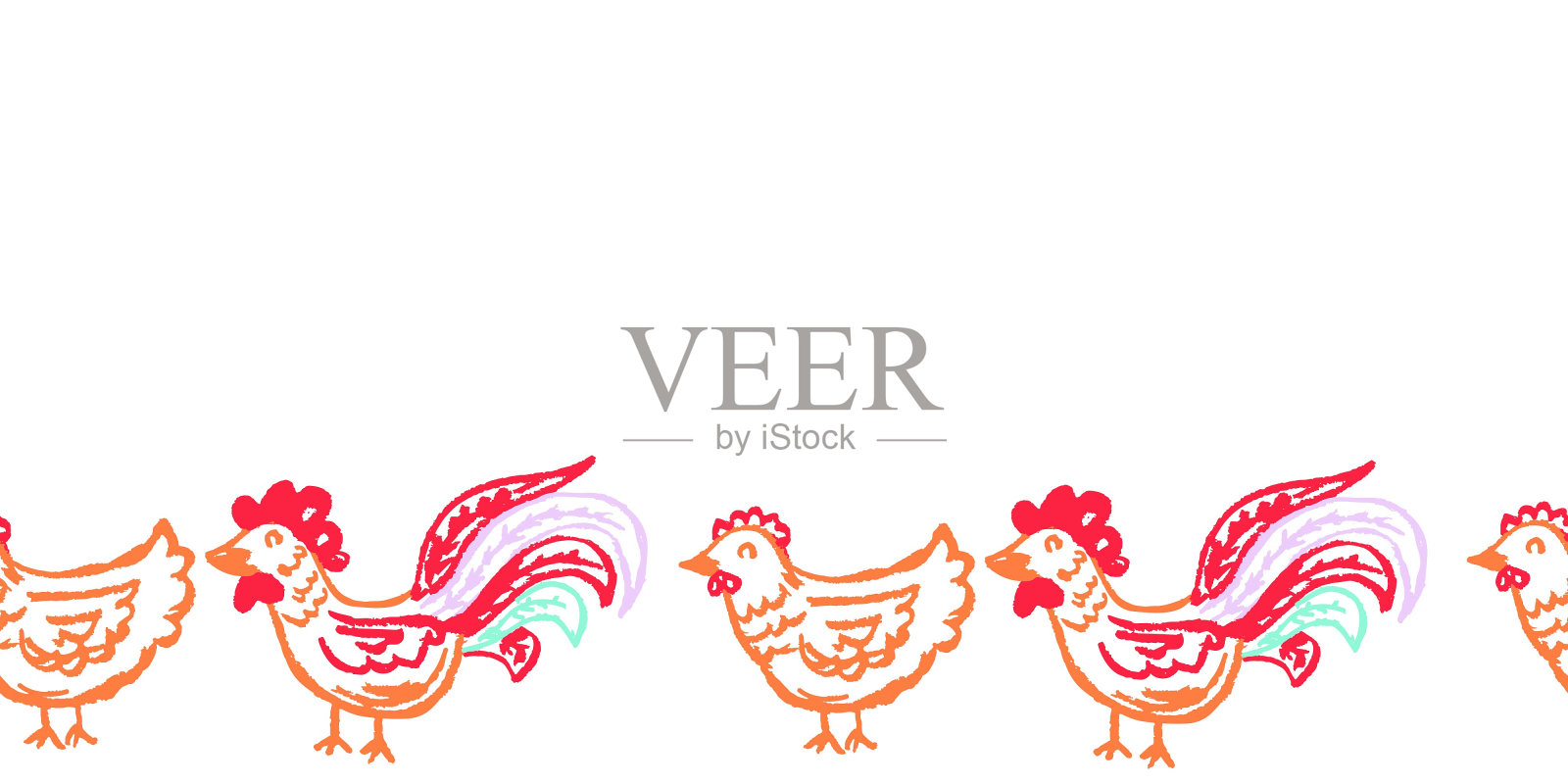 可爱的无缝边界。用蜡笔画画。设计用于造纸、织物、室内装饰等用途插画图片素材