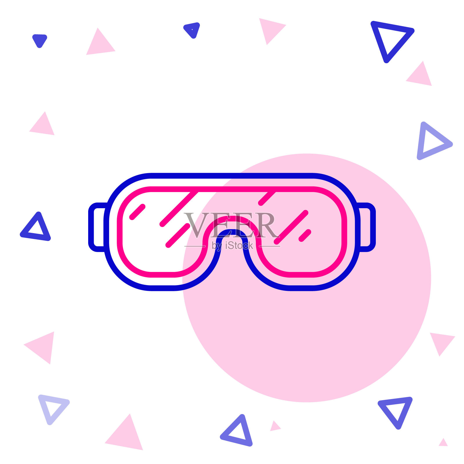 线滑雪护目镜图标孤立的白色背景。极限运动。运动设备。色彩缤纷的轮廓概念。向量插画图片素材