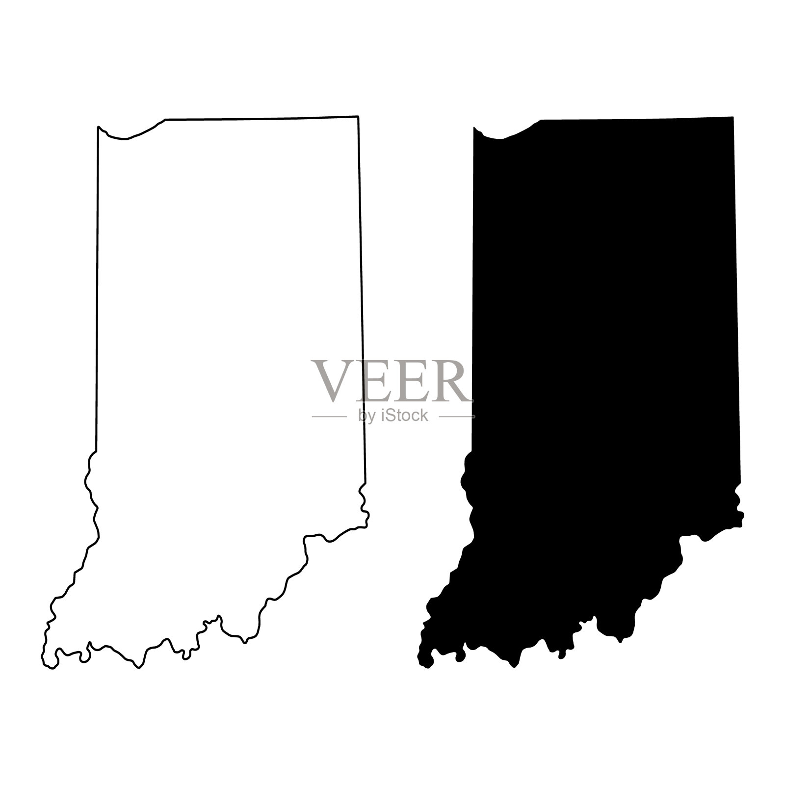 美国印第安纳州地图套装。平面概念图标矢量插图插画图片素材