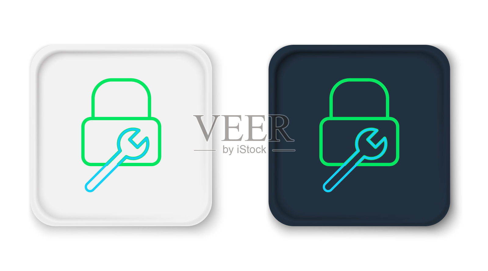 线锁修复图标隔离在白色背景上。挂锁的迹象。安全、安全、保护、隐私的理念。色彩缤纷的轮廓概念。向量图标素材