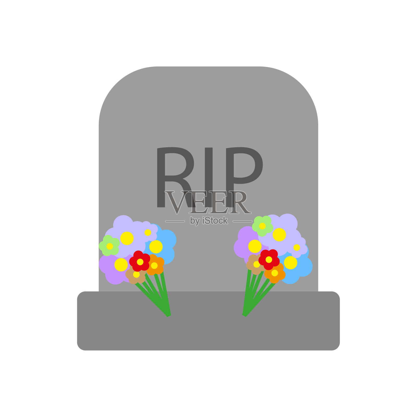 坟墓扁平图标。矢量插图。每股收益10。插画图片素材