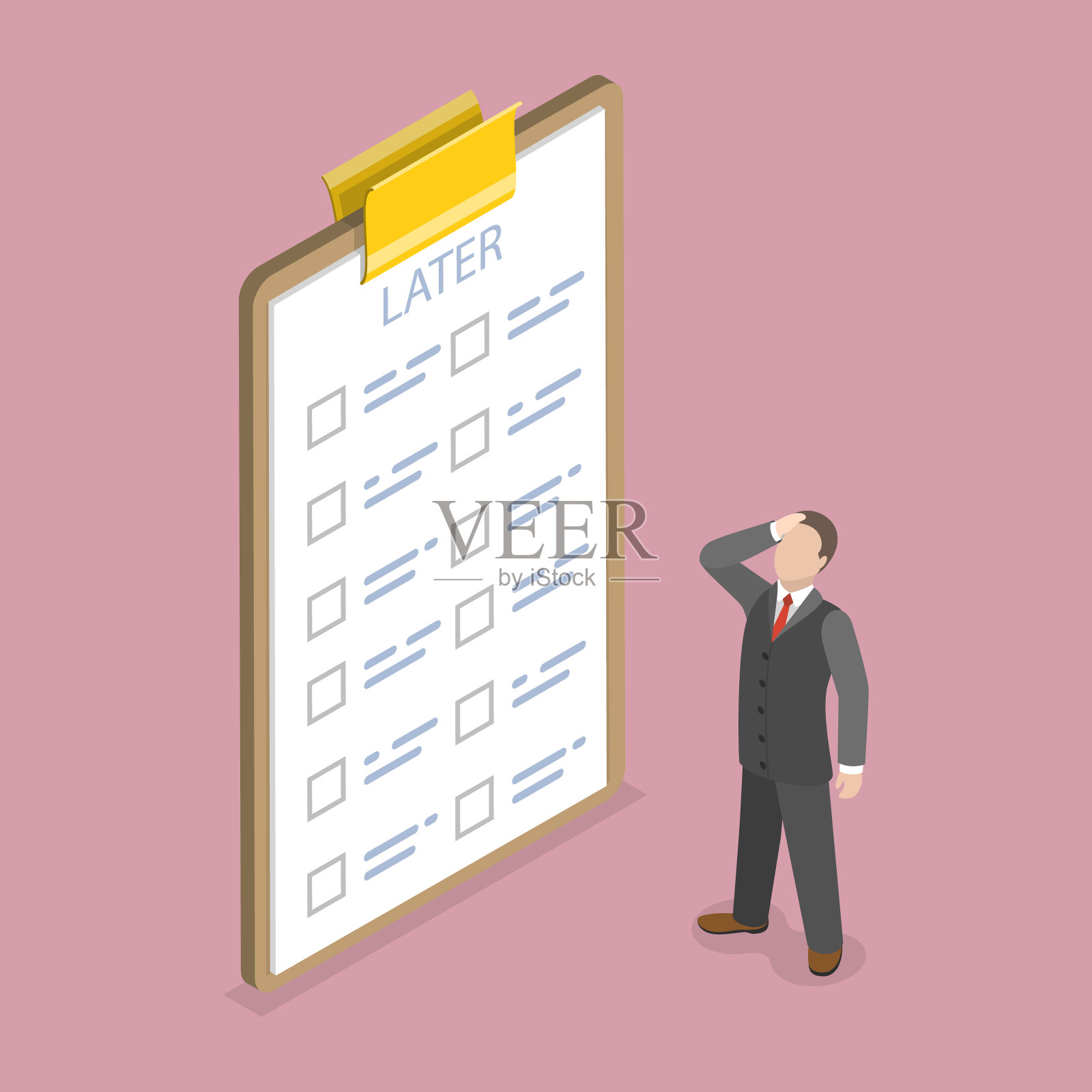 延迟任务列表的三维等距平面矢量概念说明插画图片素材