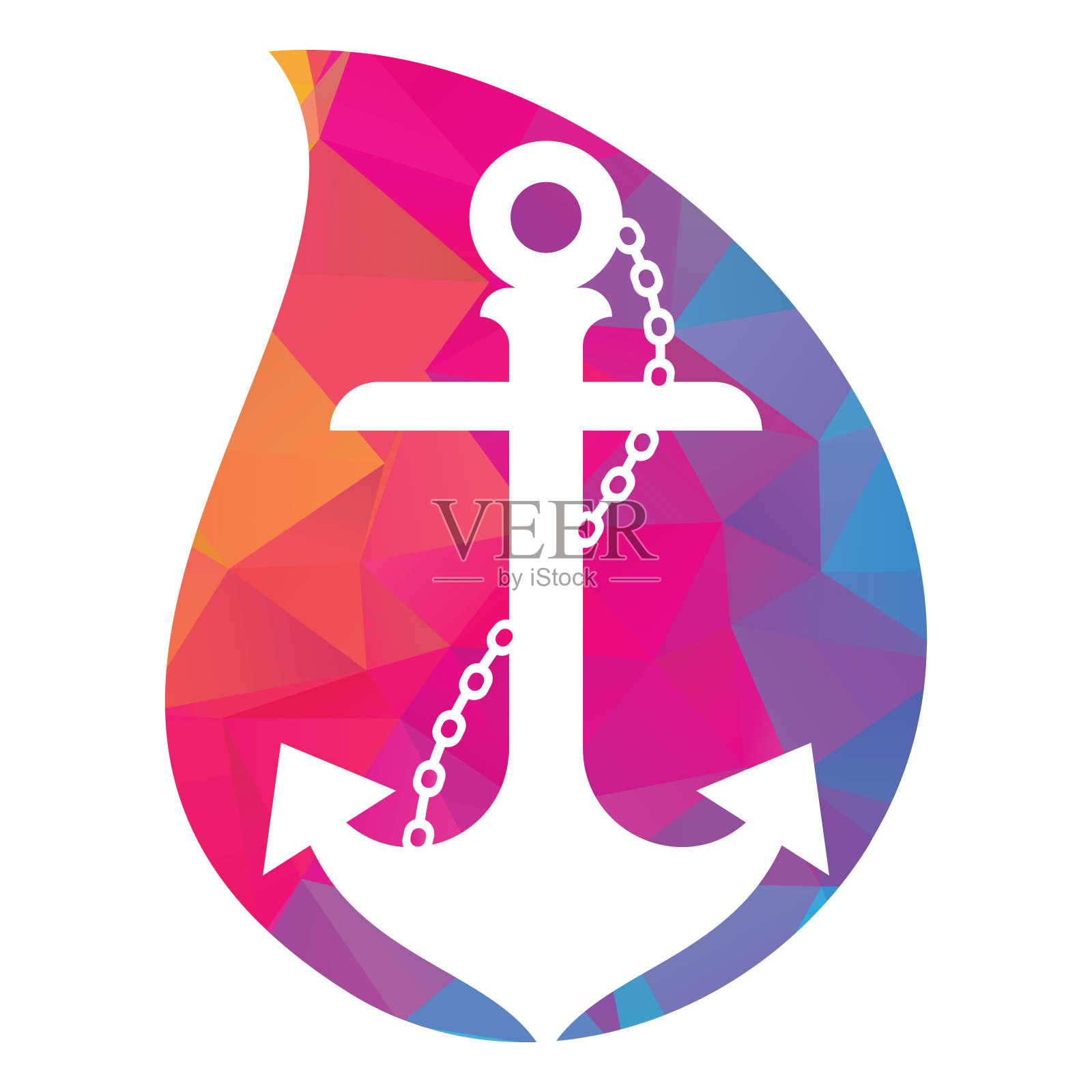 锚绳下降形状标志设计模板。插画图片素材