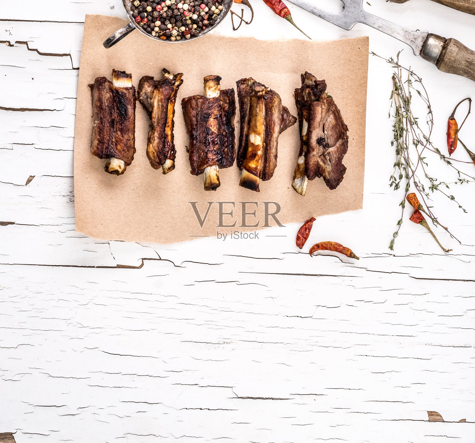 香草烤排骨俯视图照片摄影图片