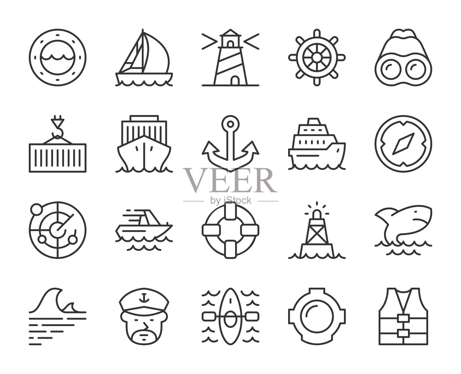 航海和港口-灯光线图标插画图片素材