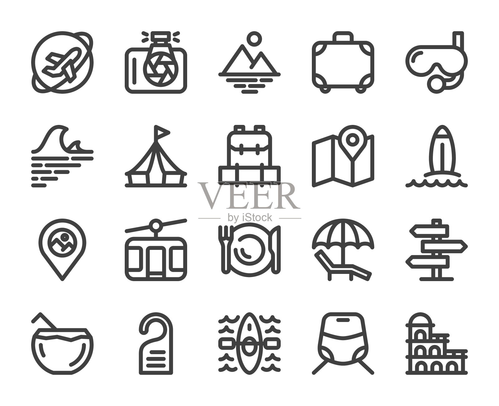 旅行-粗线图标图标素材