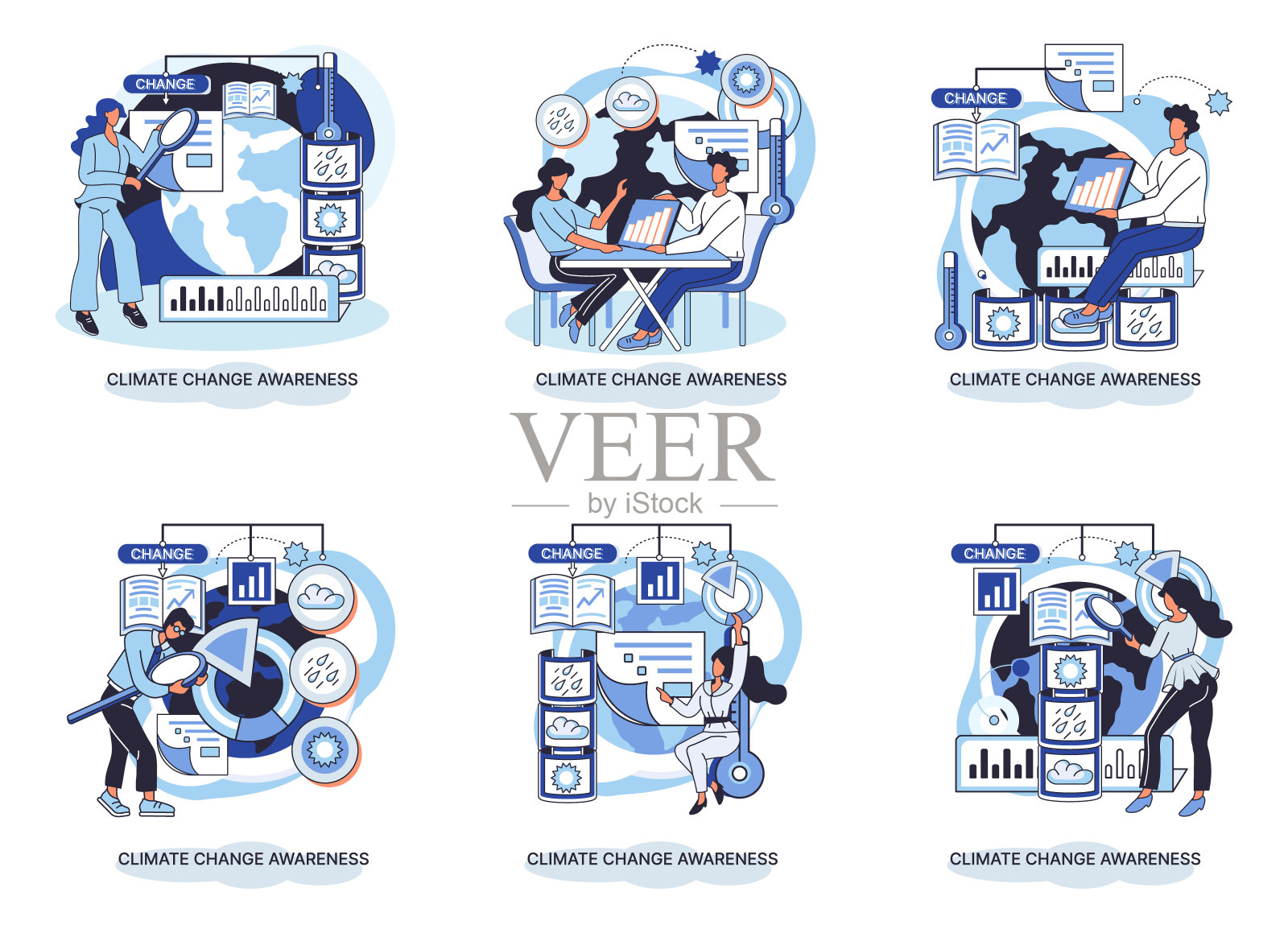 改变气候意识隐喻，拯救地球，世界环境日，全球变暖生态问题插画图片素材