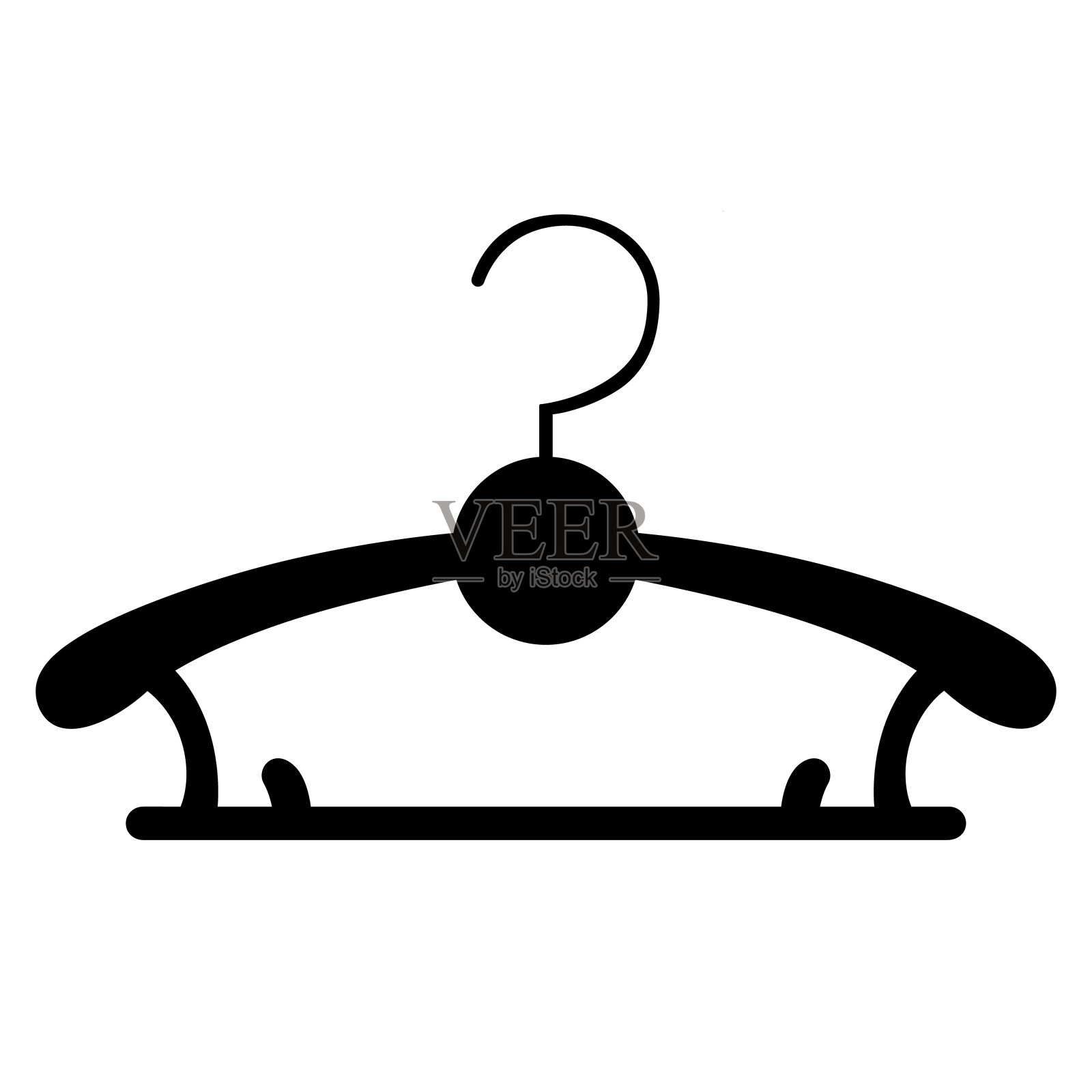 木质衣架轮廓简洁。衣架图标。前视图。插画图片素材