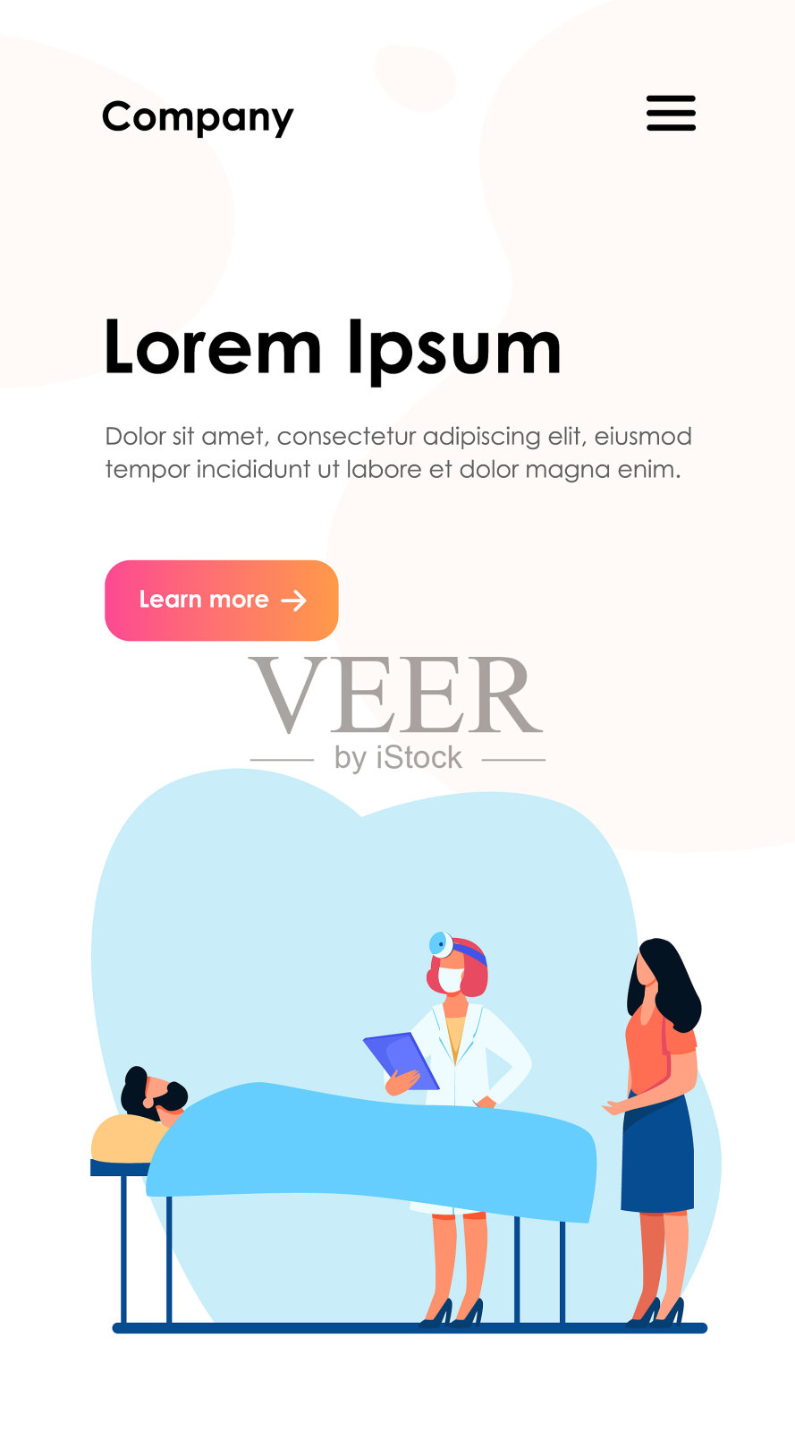 病床附近有病史的医生插画图片素材