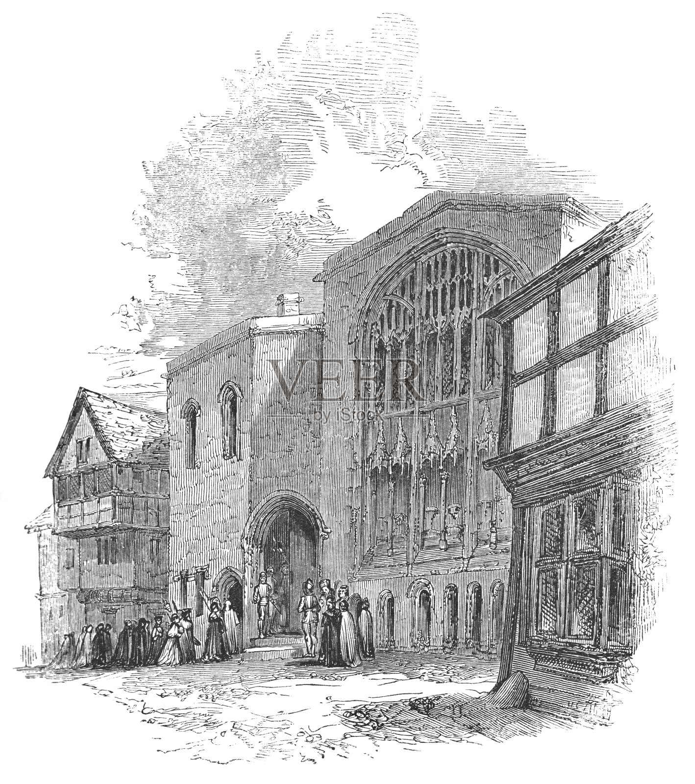 英格兰沃里克的圣玛丽学院教堂插画图片素材