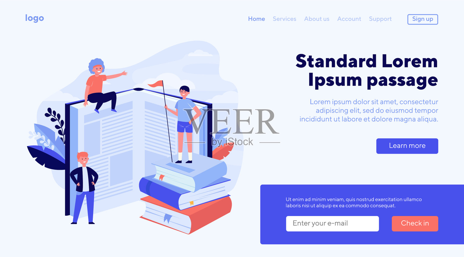 书中快乐的运动读者插画图片素材