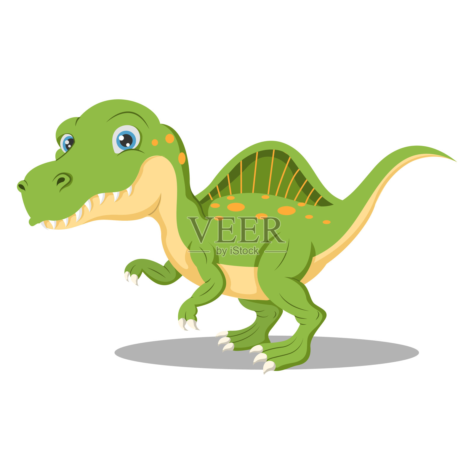 卡通有趣的绿色棘龙恐龙设计元素图片