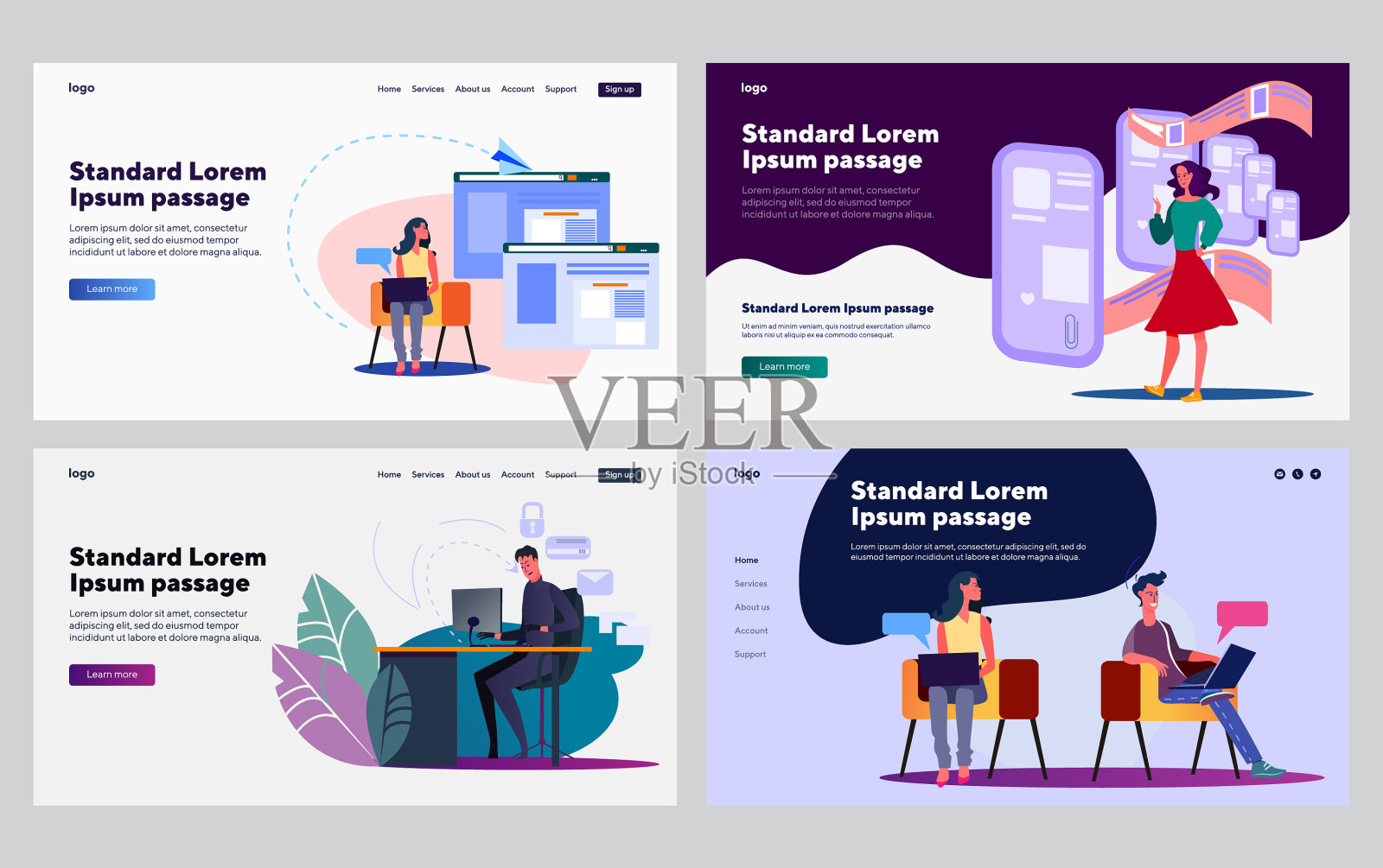 互联网作业组插画图片素材