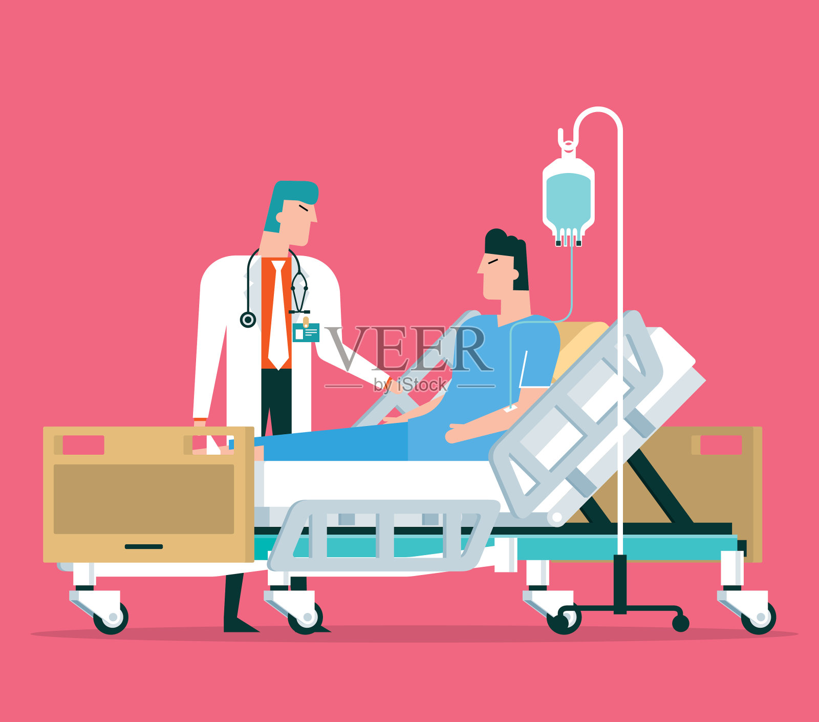 病房-男病人插画图片素材