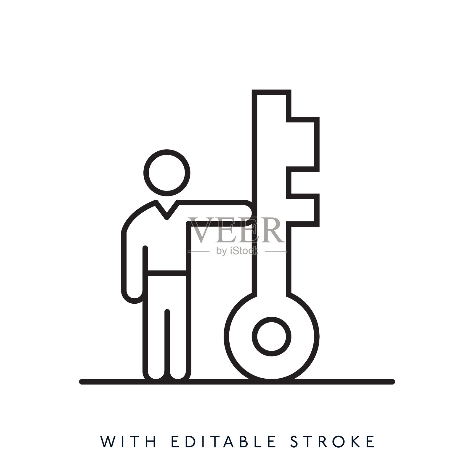 键成功线图标可编辑笔画插画图片素材