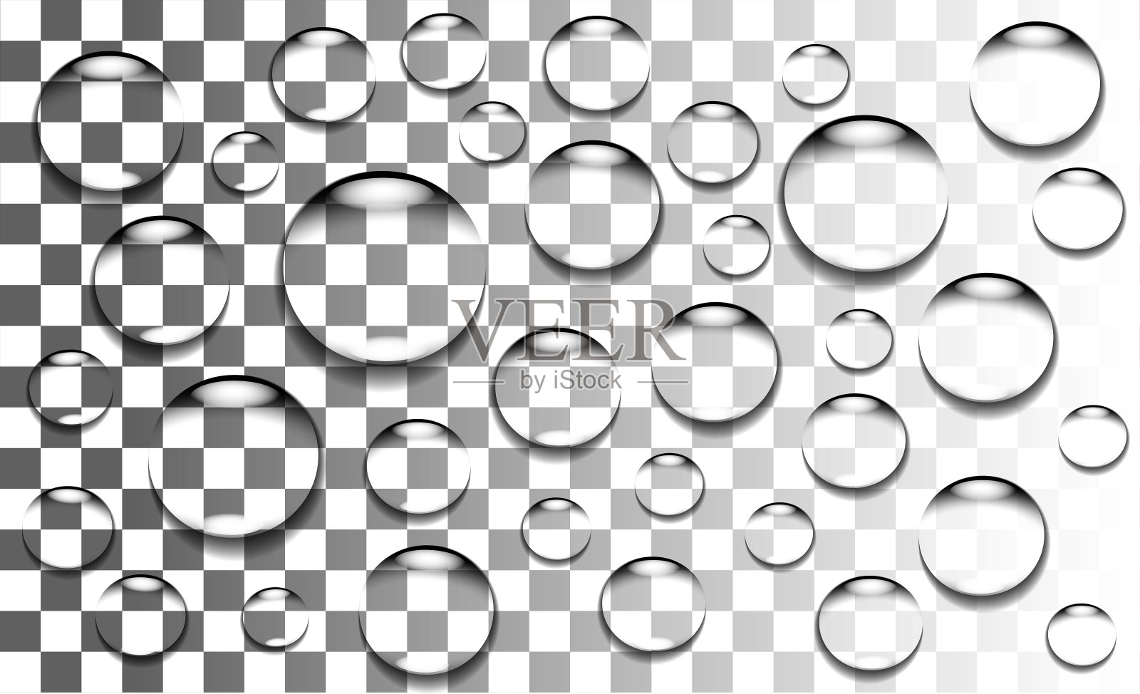 真实的水滴在透明的背景插画图片素材