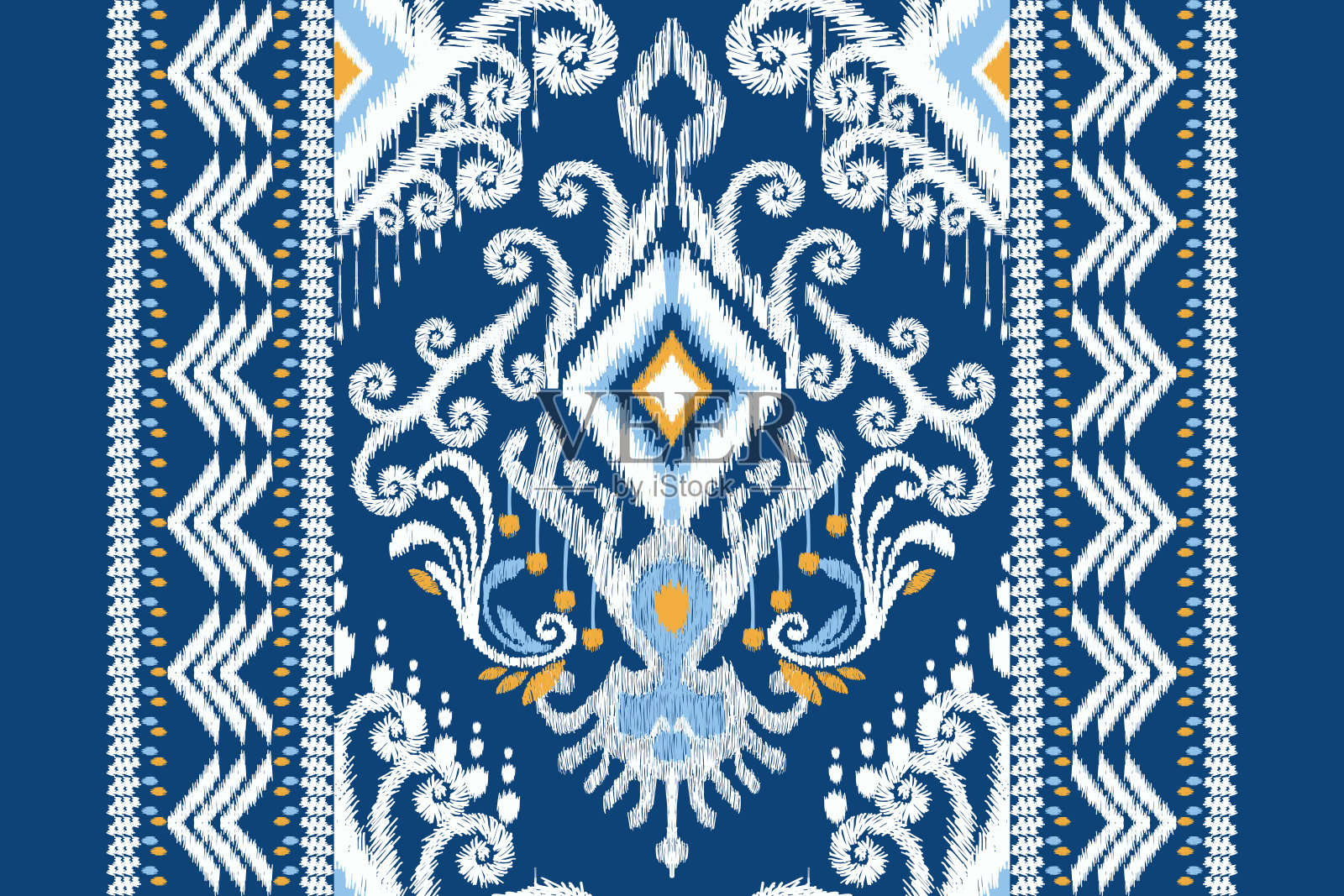 印尼伊卡特花佩斯利图案插画图片素材