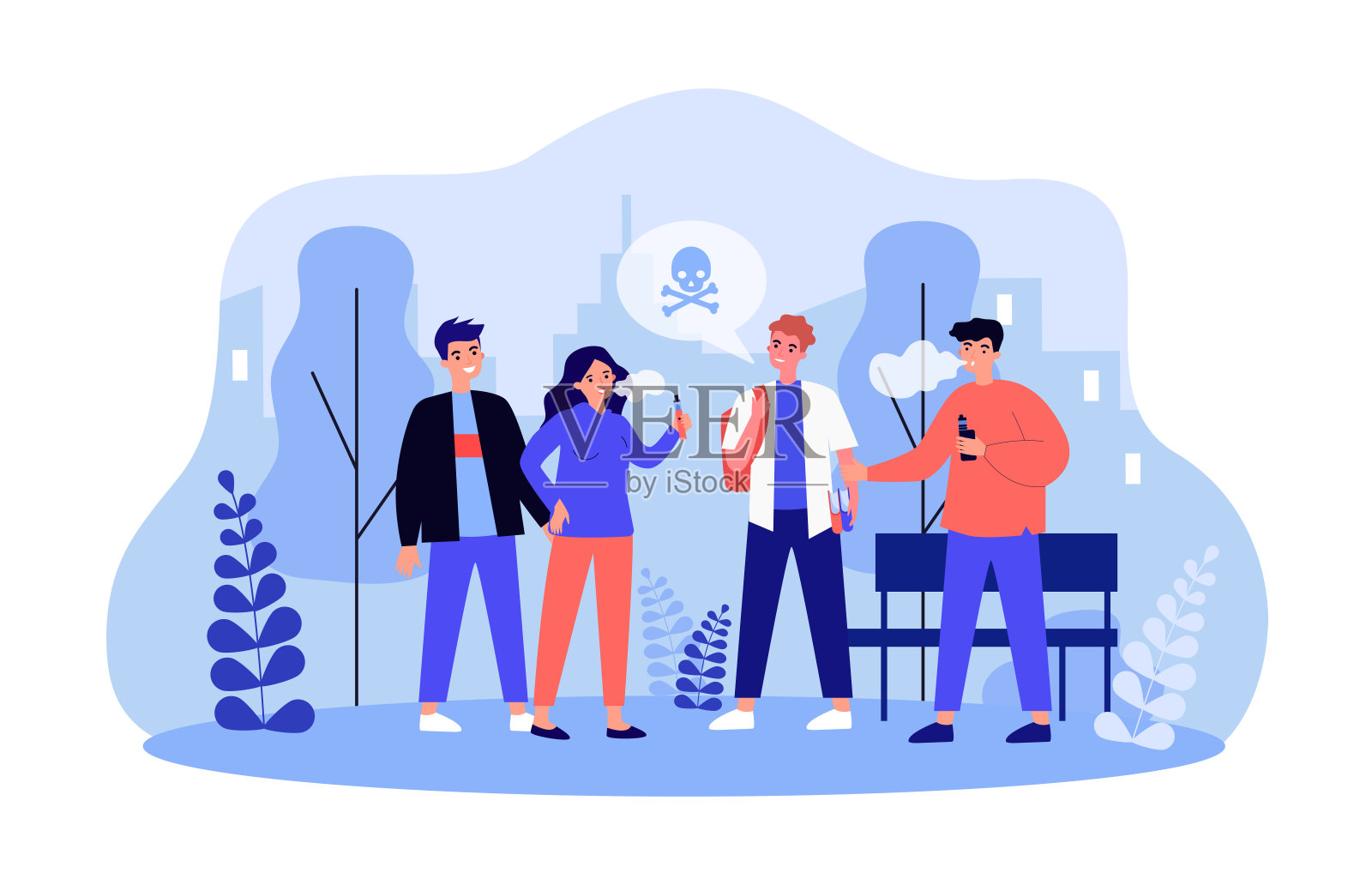 青少年阻止朋友抽矢量插图插画图片素材