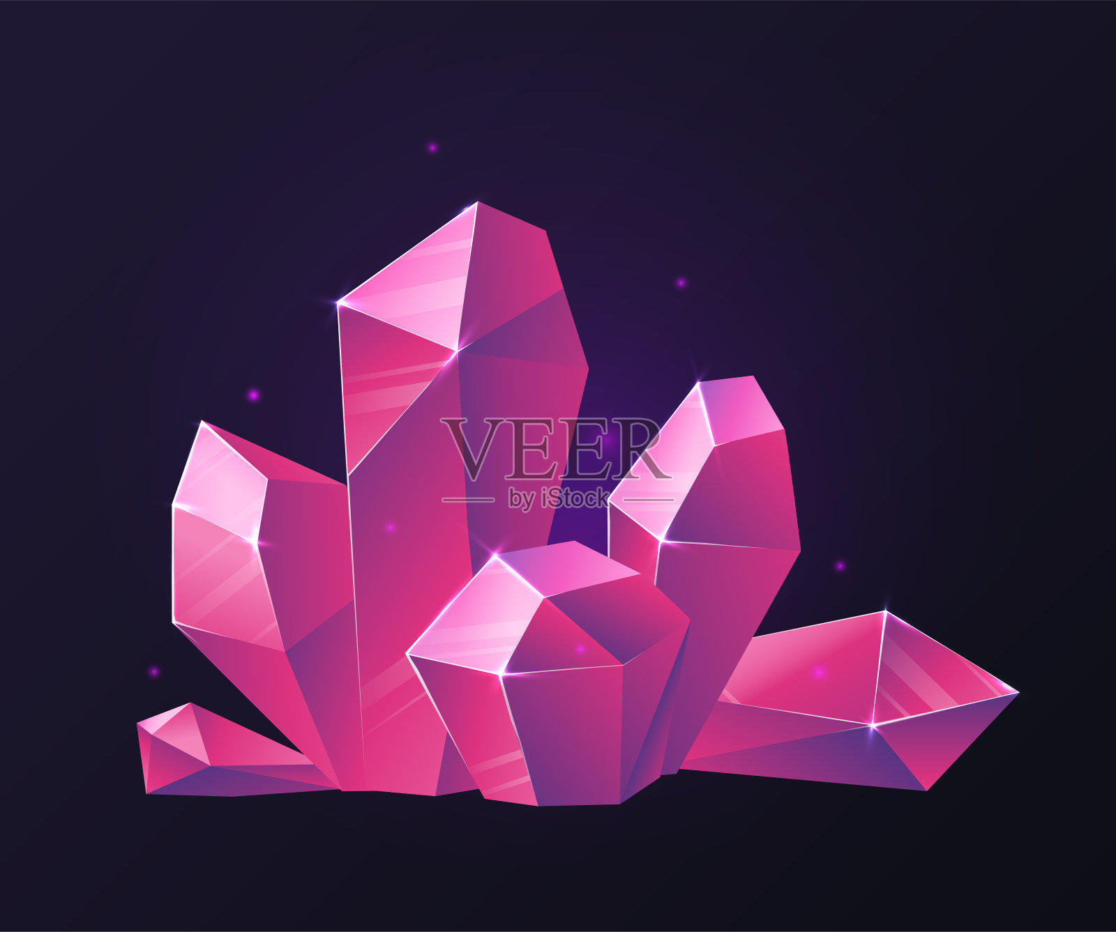 紫色魔法晶体矢量概念插画图片素材