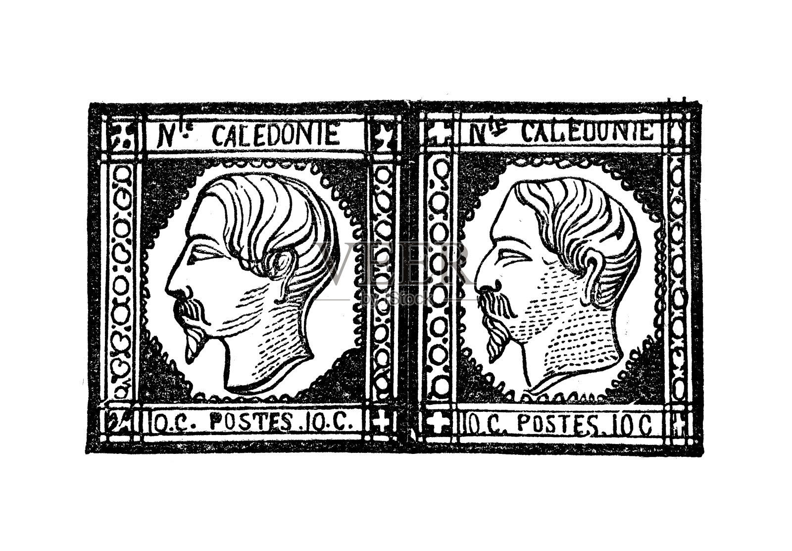 法国邮票新喀里多尼亚插画图片素材