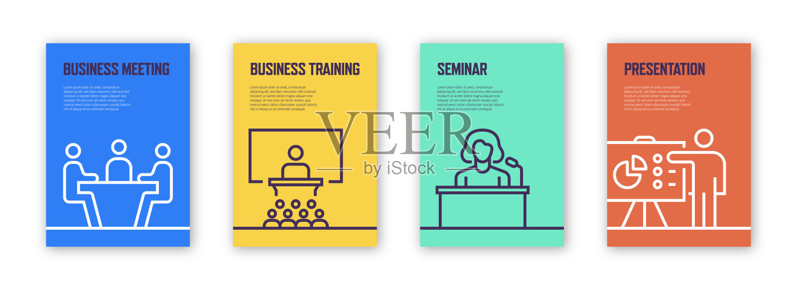 业务人员概念模板布局设计。现代小册子，书封面，传单，海报设计模板插画图片素材