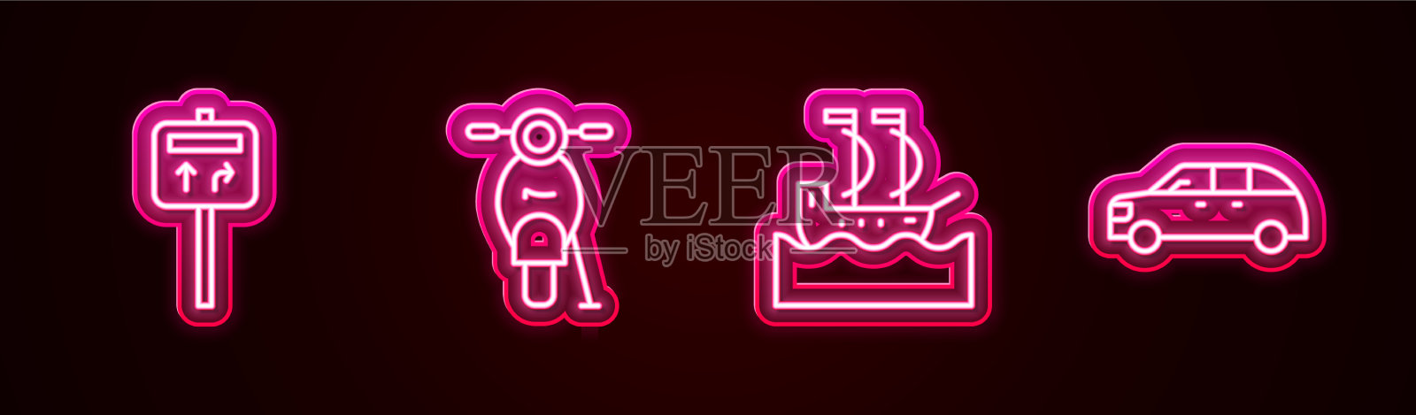 架线道路交通路标滑板帆船插画图片素材