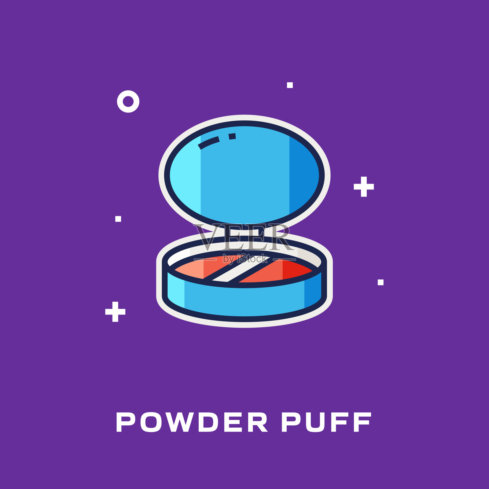 粉扑平线图标，轮廓矢量符号插图。插画图片素材