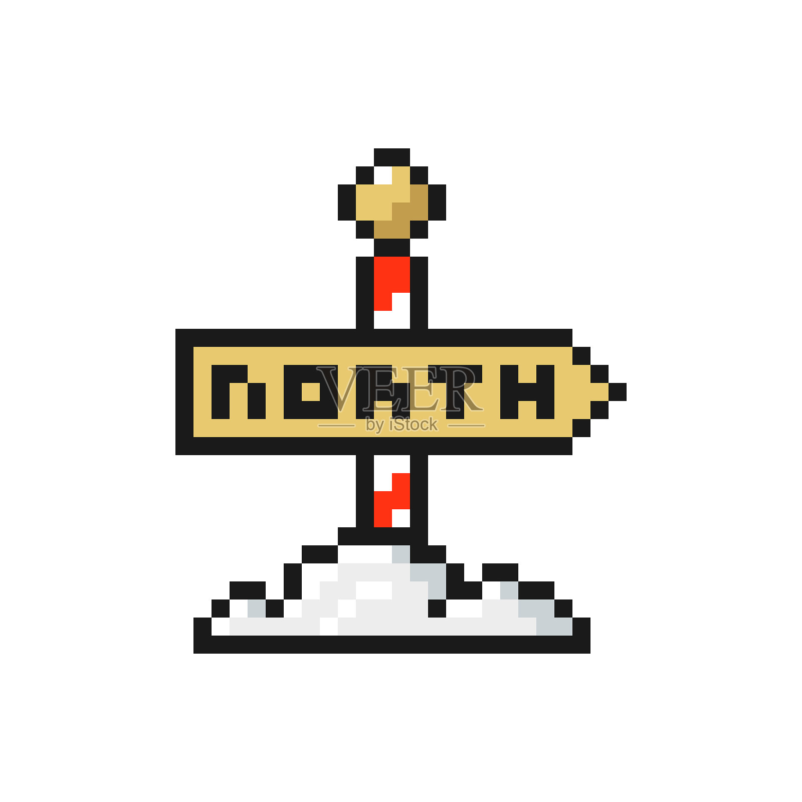 像素艺术的北极指针图标，孤立在白色，圣诞节和新年矢量符号插画图片素材