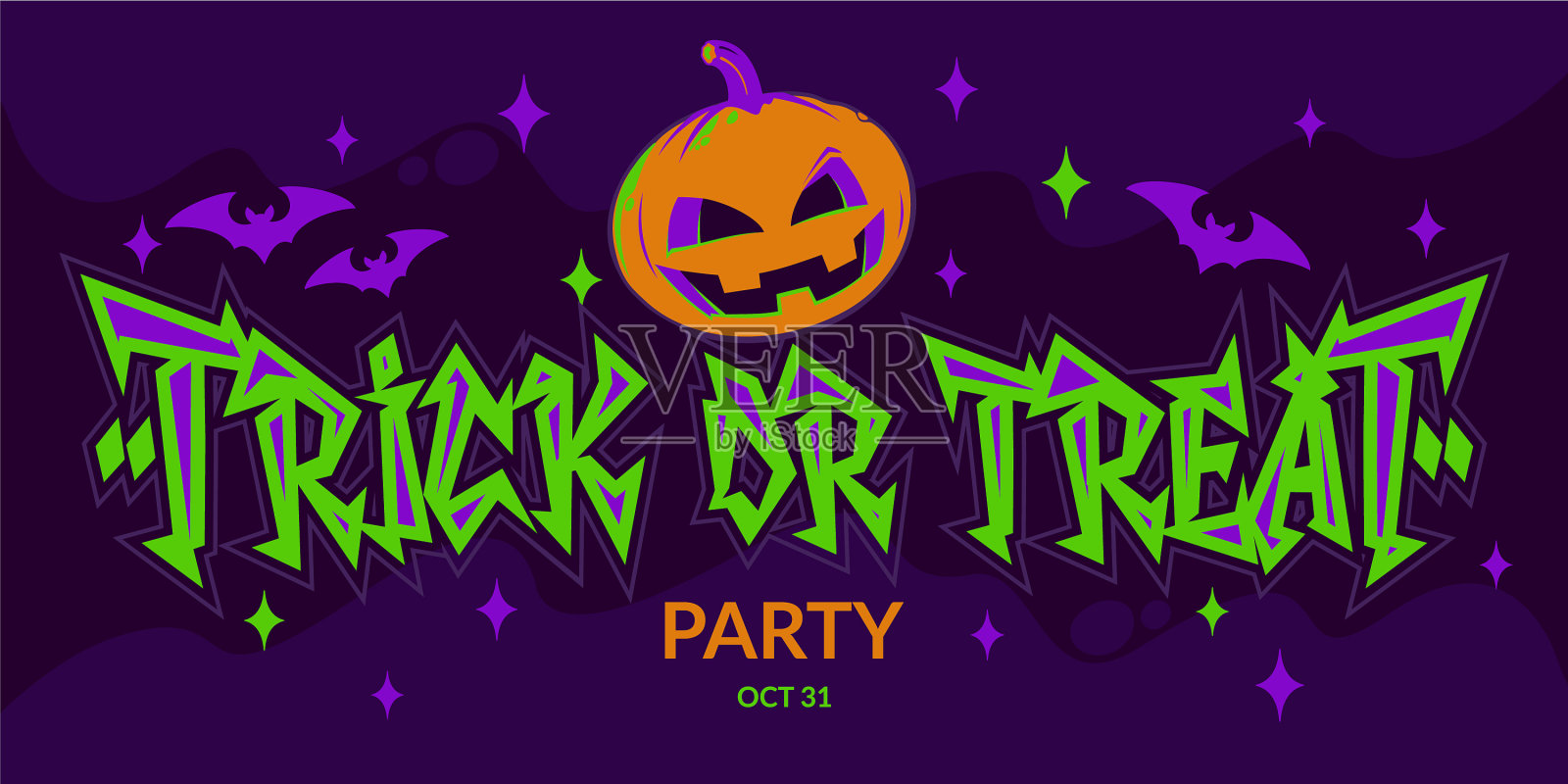 万圣节手画字母trick or treat插画图片素材