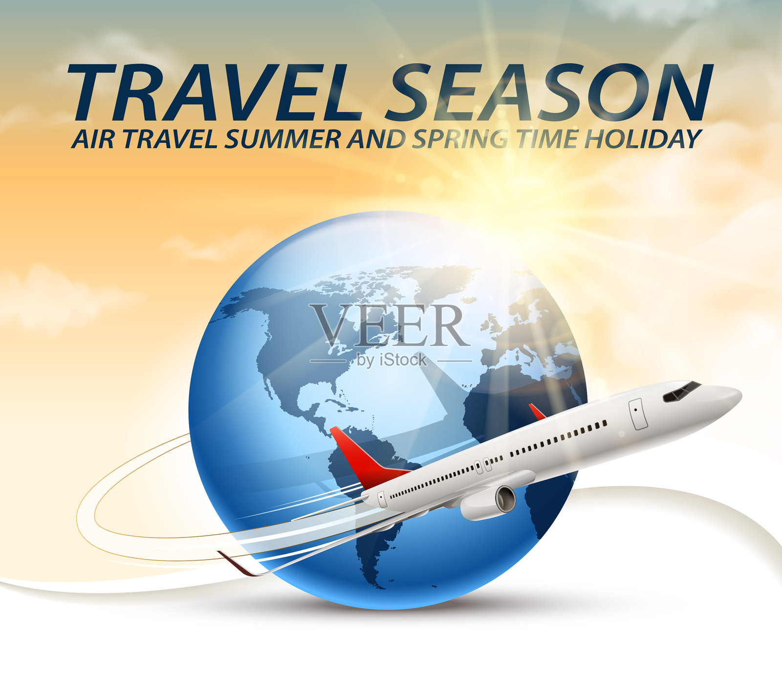 旅游旺季的迹象插画图片素材