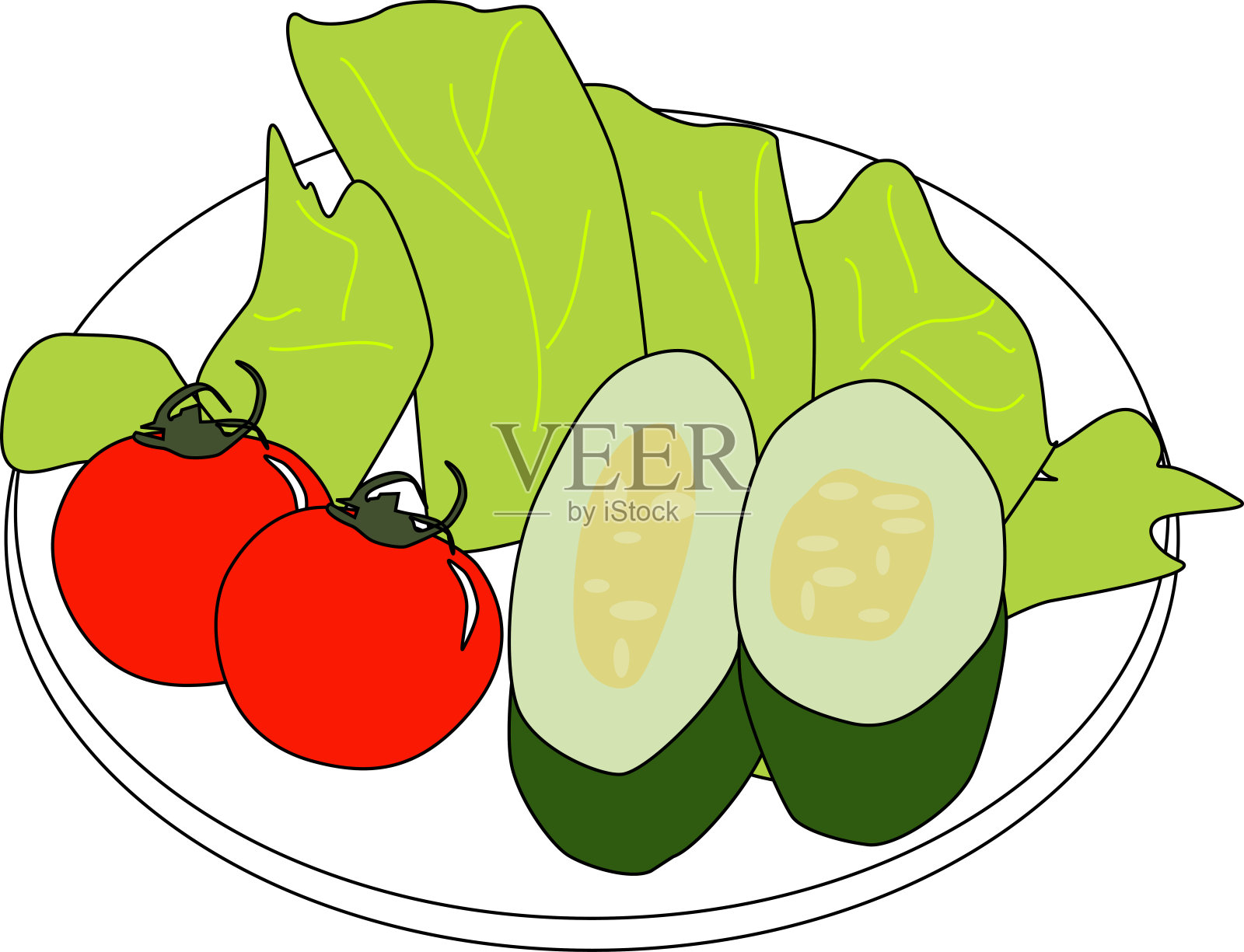 简单沙拉的插图材料插画图片素材